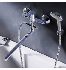 Смеситель для ванны и душа AM.PM X-Joy с длинным изливом и душевым набором F85B90100
