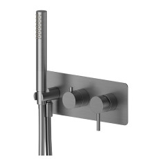 Смеситель для душа Newform X-STEEL 316 встраиваемый на 2 выхода с ручным душем PVD brushed gun metal 69679EX.59.064