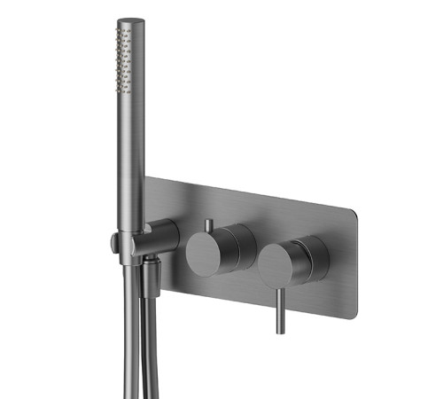 Смеситель для душа Newform X-STEEL 316 встраиваемый на 2 выхода с ручным душем PVD brushed gun metal 69679EX.59.064