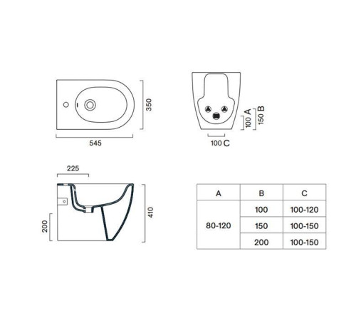 Биде напольное Catalano Sfera 55x35 см белый глянцевый 0519551001