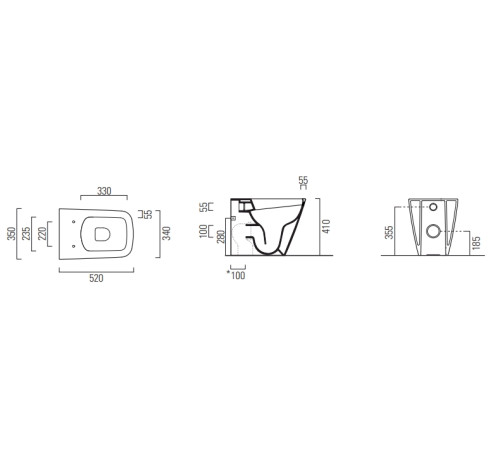 Унитаз приставной безободковый GSI Nubes 520х350 мм белый глянцевый 9610FT11