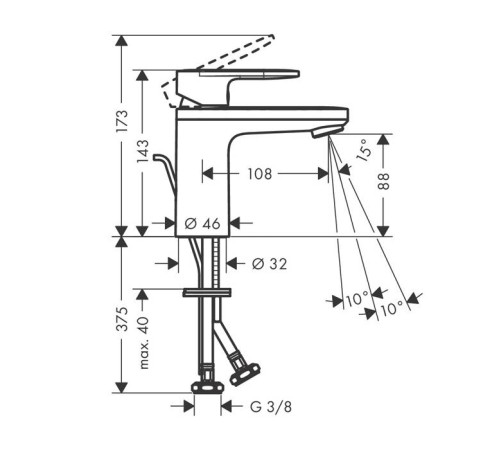 Смеситель для раковины Hansgrohe Vernis Blend 100 с донным клапаном хром 71571000