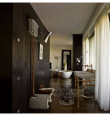 Унитаз пристенный Kerasan Waldorf с высоким бачком и трубой белый/бронза 411601/418001/754593/760393/757393