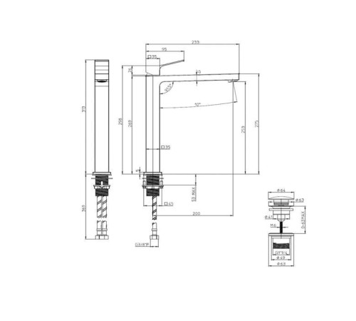 Смеситель для раковины Bossini Aki Line AKI-T высокий с донным клапаном хром Z00709.030