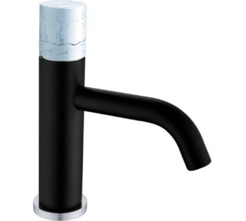 Смеситель для раковины Boheme Stick черный матовый / белый мрамор 121-B-MR-W