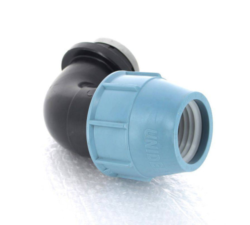 Угольник обжимной Unidelta Deltone 63х2 внутренняя резьба для ПНД труб 1009064007