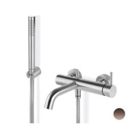 Смеситель для ванны настенный Newform X-Steel 316 с ручным душем и кронштейном PVD Brushed Copper Bronze 69640CX.59.067