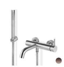 Смеситель для ванны настенный Newform X-Steel 316 с ручным душем и кронштейном PVD Brushed Copper Bronze 69640CX.59.067