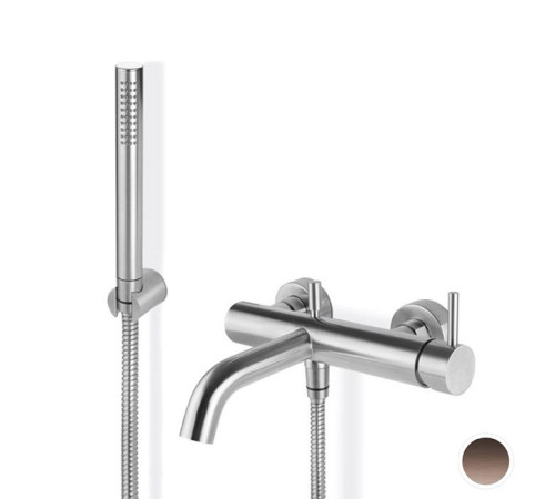 Смеситель для ванны настенный Newform X-Steel 316 с ручным душем и кронштейном PVD Brushed Copper Bronze 69640CX.59.067