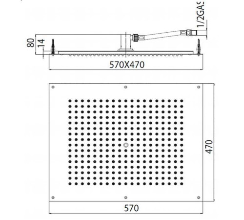 Верхний душ Bossini Dream-Rectangular 570x470 мм черный матовый H38391.073