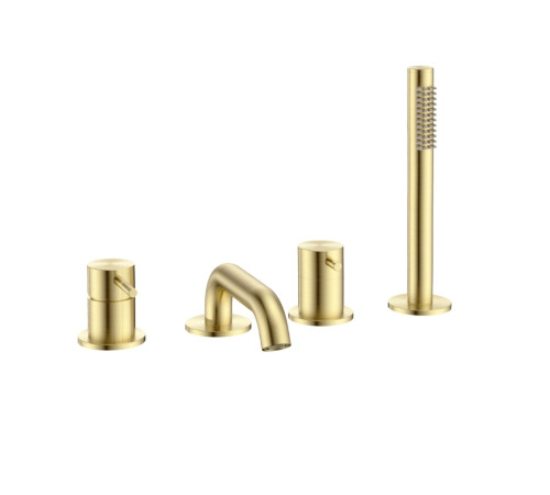 Смеситель на борт ванны Aquanet Siena на 4 отверстия золото шлифованное AQM6219BG