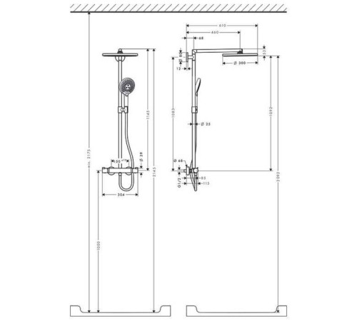 Душевая система Hansgrohe Raindance S Showerpipe 300 1jet с термостатом хром 27114000