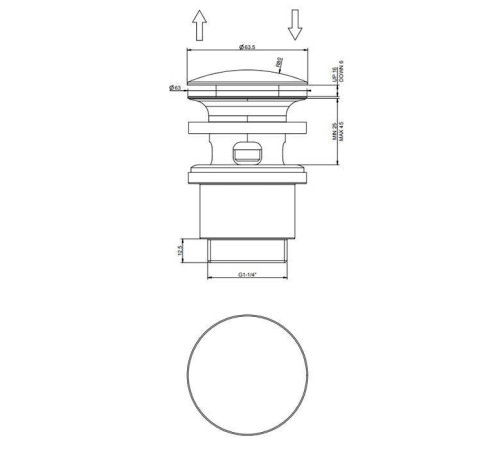 Донный клапан автоматический Gessi Technical Accessories StopGo с переливом Finox 01408#149