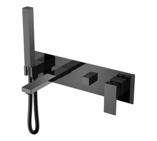 Смеситель для ванны встраиваемый Boheme Qubic графит глянцевый 474-2-SGM