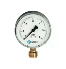 Манометр радиальный STOUT, Корпус Ø 63 мм, 0... 10 бар, 1/4  SIM-0010-631008