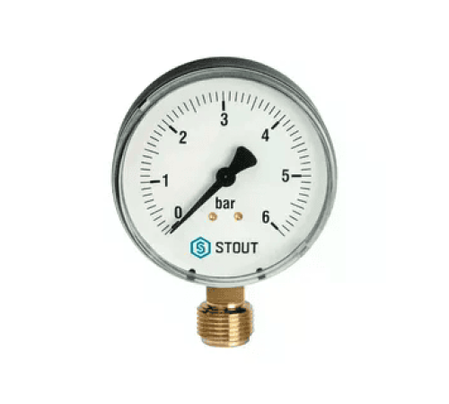 Манометр радиальный STOUT, Корпус Ø 63 мм, 0... 10 бар, 1/4 SIM-0010-631008
