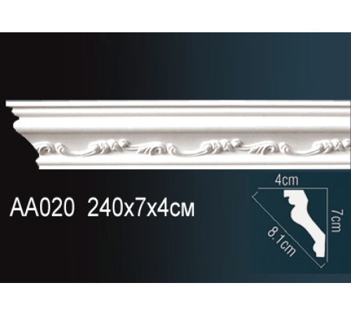 Карниз потолочный Perfect AA020 полиуретановый с орнаментом 72x41x2400 мм AA020