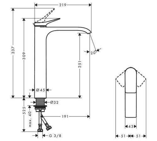 Смеситель для раковины Hansgrohe Vivenis 250 хром 75042000
