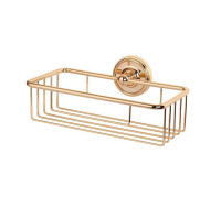 Полка-решетка для ванной подвесная TW Bristol 527 прямоугольная 24x14x7 см светлое золото TWBR527gold