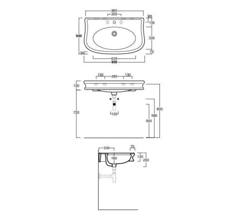 Раковина Simas Lante 90x54 см 1 отверстие белый LA11bi