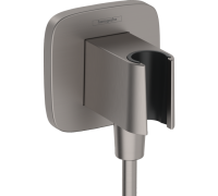 Шланговое подсоединение с держателем для душа hansgrohe FixFit Porter Q шлифованный черный хром 26887340