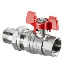 Кран шаровой Oventrop Optibal DN 32 1 1/4 НВ PN 16 ручка-бабочка с ниппелем и накидной гайкой 1075810