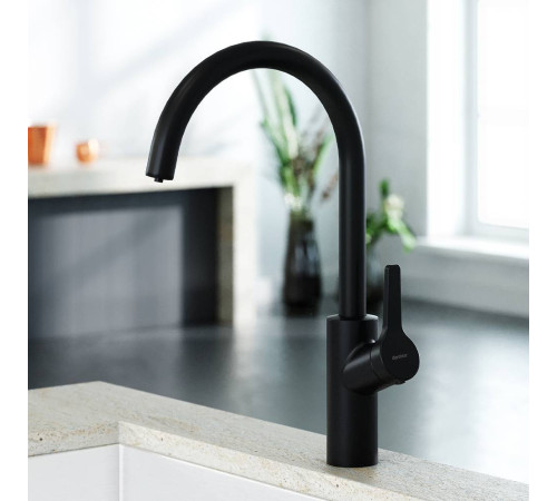 Смеситель для кухни AM.PM Eclipse с каналом для питьевой воды матовый черный 310721300