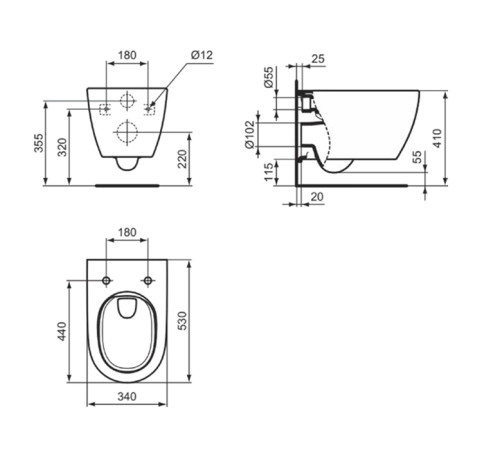 Унитаз подвесной Ideal Standard i.life O безободковый 35х53 см белый T568001