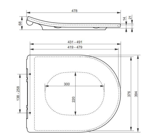 Сиденье для унитаза TOTO MH Slim 39.4x49.3x6.8 см микролифт белый TC514F