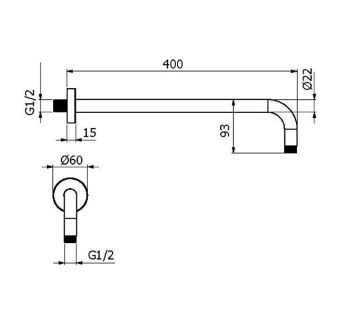 Кронштейн для верхнего душа Plumberia Selection IXO 40 см хром брашированный SAT3130CS