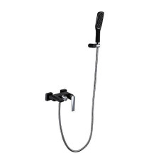 Смеситель для ванны Boheme Venturo с душевым гарнитуром черный глянцевый/хром 373-B