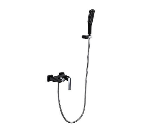 Смеситель для ванны Boheme Venturo с душевым гарнитуром черный глянцевый/хром 373-B