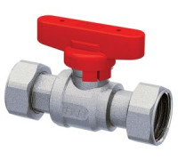 Кран шаровой FAR 1/2 x 3/4 хромированный с накидной гайкой красная ручка-бабочка FS 3037 12RC