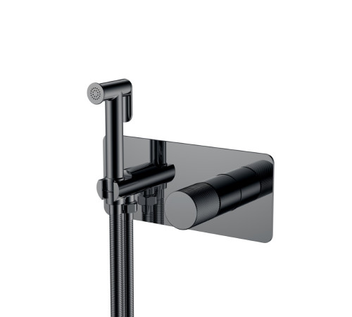 Гигиенический душ со смесителем Boheme Stick Spirale встраиваемый глянцевая оружейная сталь 127-SGM.4