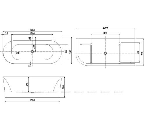 Ванна акриловая Allen Brau Priority 4 угловая B 1700х780 мм белый матовый 2.31004.21B