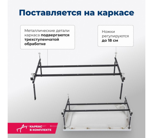 Ванна акриловая Aquanet Extra 150x70 с каркасом 00209630