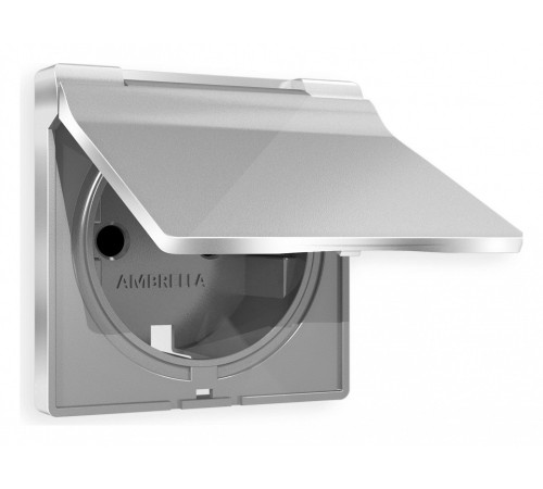 Накладка для розетки влагозащищенной с заземлением и со шторками с крышкой Ambrella Volt Quant AP4080