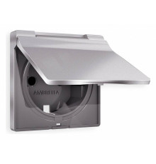 Накладка для розетки влагозащищенной с заземлением и со шторками с крышкой Ambrella Volt Quant AP5080