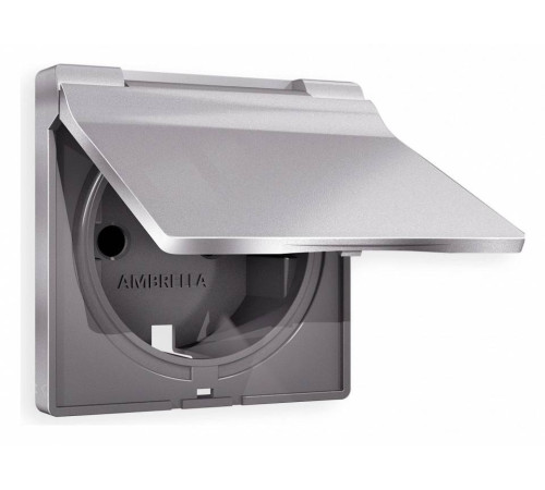 Накладка для розетки влагозащищенной с заземлением и со шторками с крышкой Ambrella Volt Quant AP5080