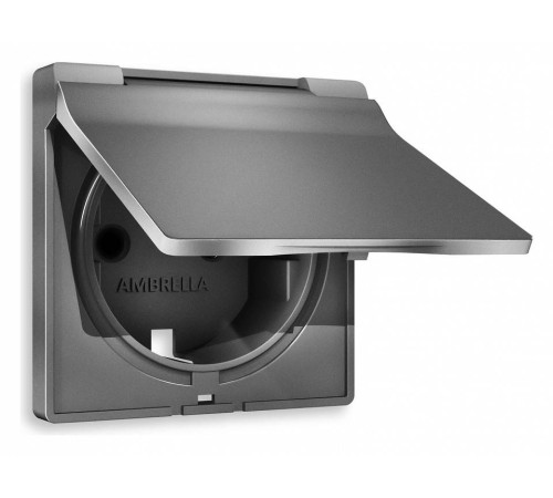 Накладка для розетки влагозащищенной с заземлением и со шторками с крышкой Ambrella Volt Quant AP6580