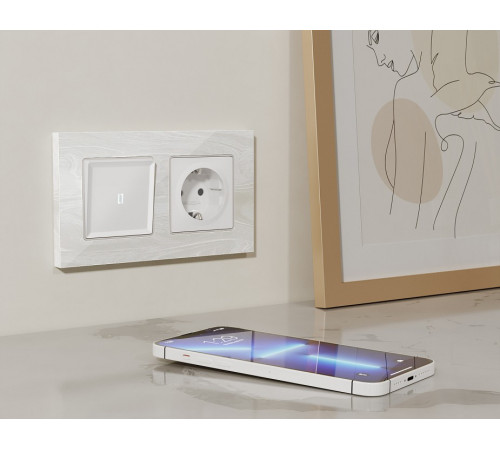 Выключатель самовозвратный одноклавишный с подсветкой, без рамки Ambrella Volt MA MA122055