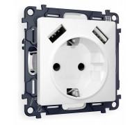 Розетка с заземлением и со шторкой и 2хUSB type A, без рамки Ambrella Volt Quant MA129010