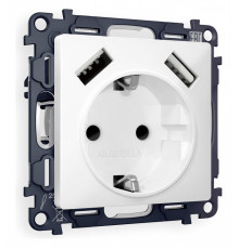 Розетка с заземлением и со шторкой и 2хUSB type A, без рамки Ambrella Volt Quant MA129010