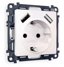 Розетка с заземлением и со шторкой и 2хUSB type A, без рамки Ambrella Volt Quant MA209010