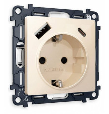 Розетка с заземлением и 2хUSB type A и C, без рамки Ambrella Volt Quant MA310010