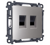 Розетка двойная Ethernet RJ-45 и со шторками, без рамки Ambrella Volt ALFA MA512110