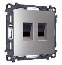 Розетка двойная Ethernet RJ-45 и со шторками, без рамки Ambrella Volt ALFA MA512110