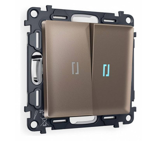 Выключатель проходной двухклавишный с подсветкой Ambrella Volt Quant MA634040