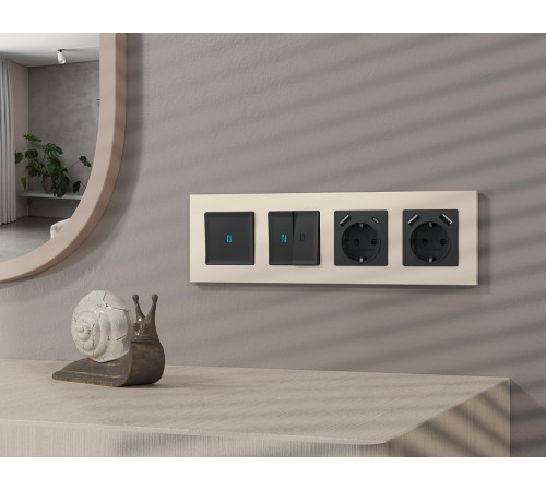 Выключатель самовозвратный одноклавишный с подсветкой, без рамки Ambrella Volt MA MA802060