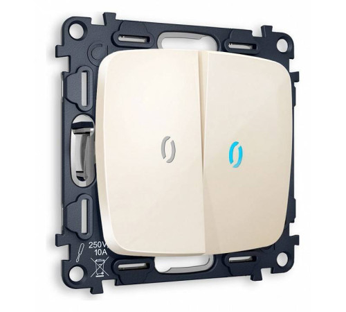 Выключатель двухклавишный с подсветкой без рамки Ambrella Volt Quant MO304020